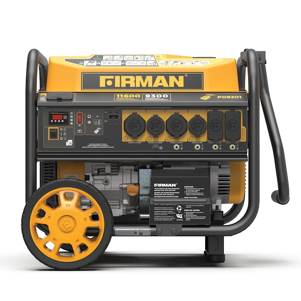 Firman Portable Generator, Gasoline, 9,300 W Rated, 11,600 W Surge, Electric, Recoil Start, 120/240V AC P09301 - main